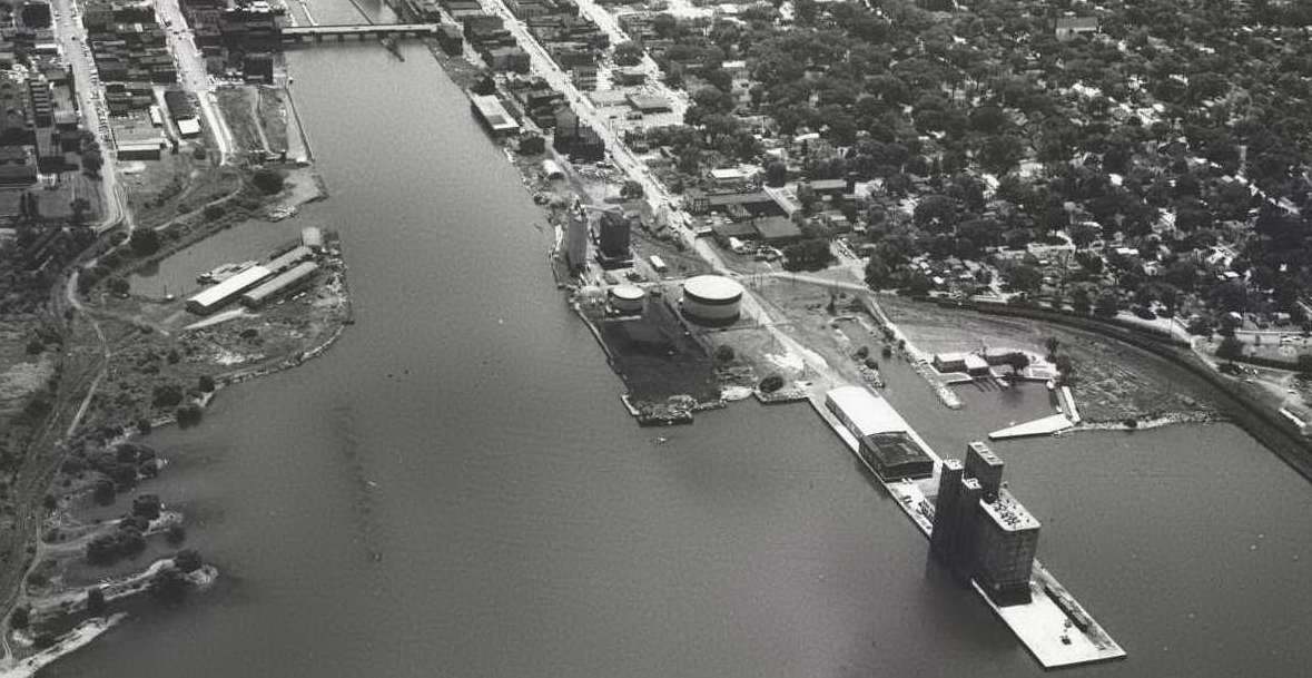 Oswego Harbor and City.  1956