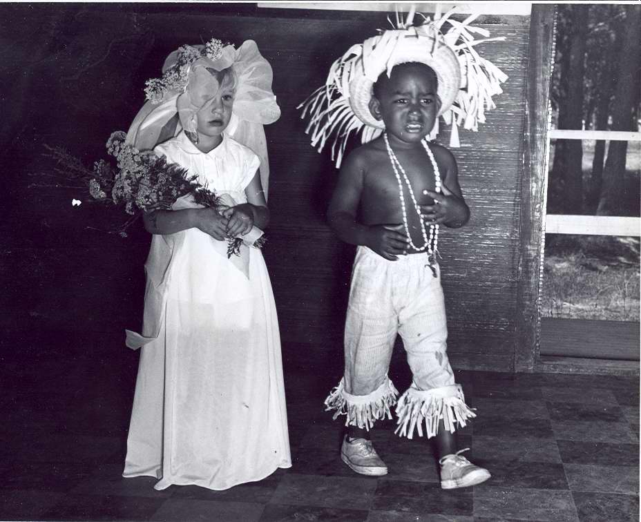 Boy and girl in costumes