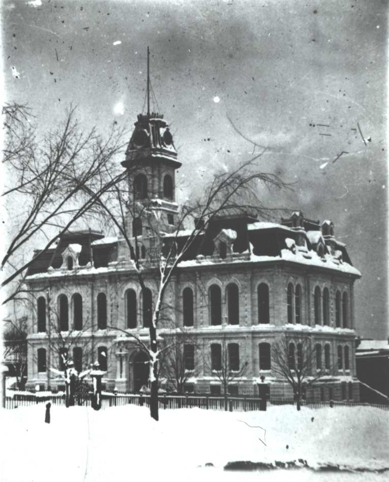 City Hall with snow on the gro
