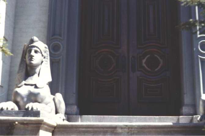 View of front doors and Sphinx