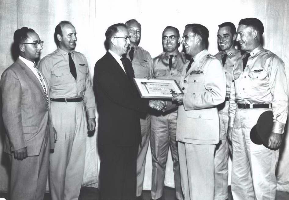 Dr. Foster S. Brown accepting Air Force Reserve citation