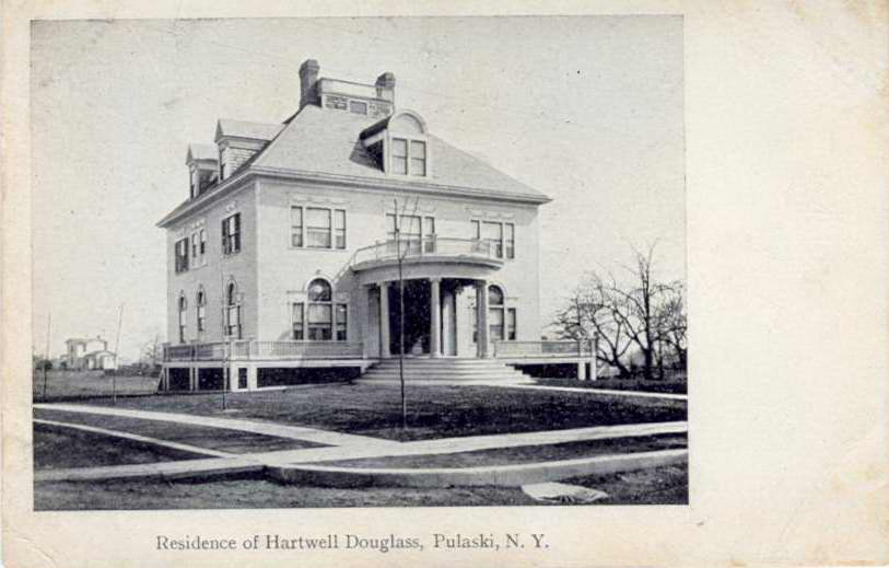 Black & white postcard with caption, "Residence of Hartwell Douglas, Pulaski, N.Y." - Page 1