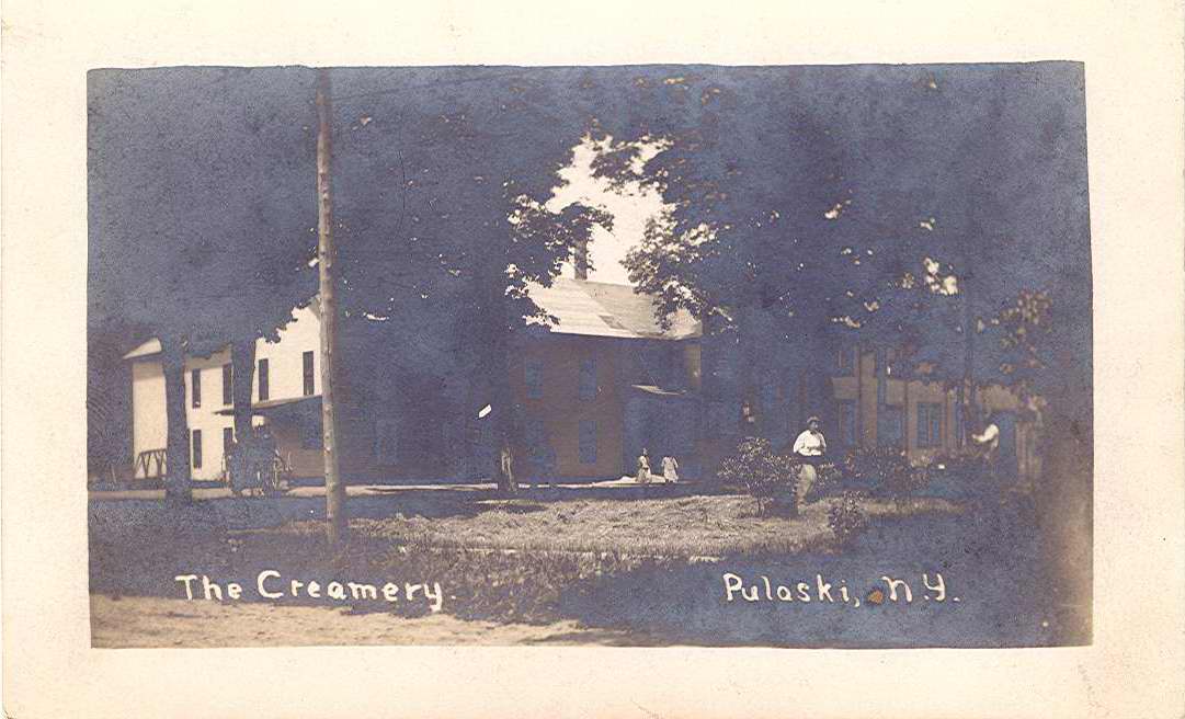 Black & white postcard with caption, "The Creamery, Pulaski, N.Y." - Page 1