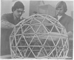 Students with geodesic dome