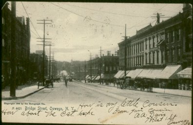 33mm slide of an early postcard of Oswego, NY.  Handwritten on slide, "Oswego, NY.  Post card view c.1905."  Slide dated Nov 1978.  Slide number 35.