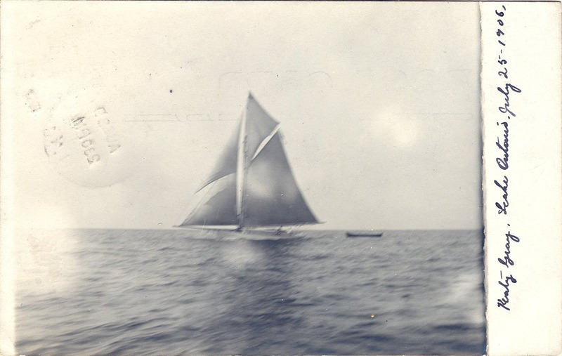 Black & white photograph of the sailing vessel Kenty Tray on Lake Ontario.
 - Page 1