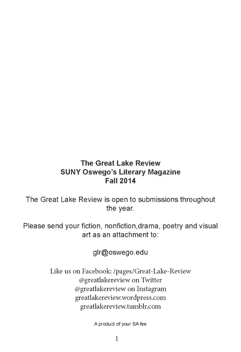 Great Lake Review - Fall 2014 - Front Matter