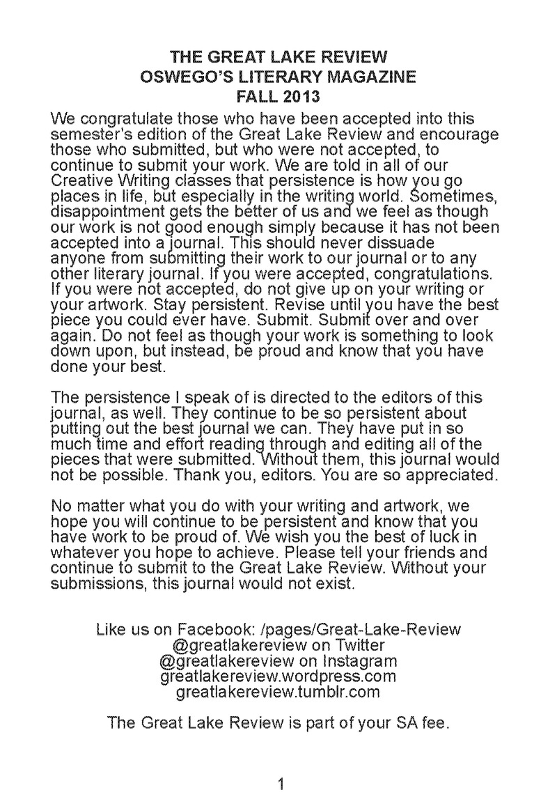 Great Lake Review - Fall 2013 - Page 1