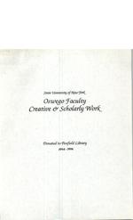 State University of New York Oswego Faculty Creative & Scholarly Work: 1994-1996